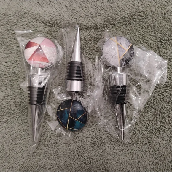 Art Glass Beverage Bottle Stoppers, Set of 3 - Picture 12 of 12